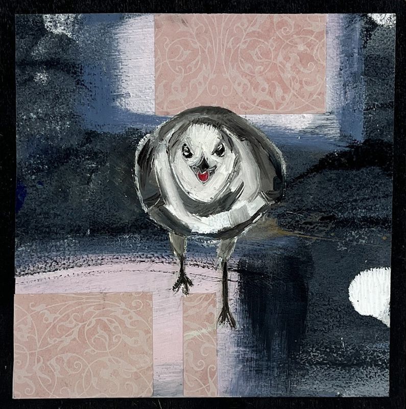 Original Multi-Media Painting of an angry Seagull made by Nova Scotia artist Andrea Pottyondy