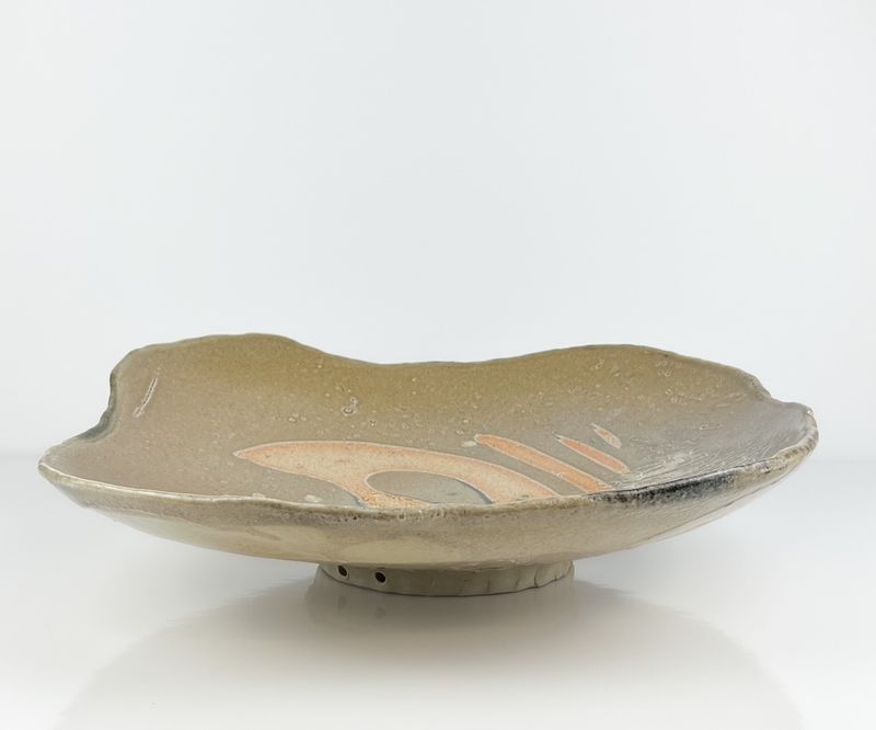 Shino Platter 2: Porcelain Fired Pottery Platter 15.5x5"