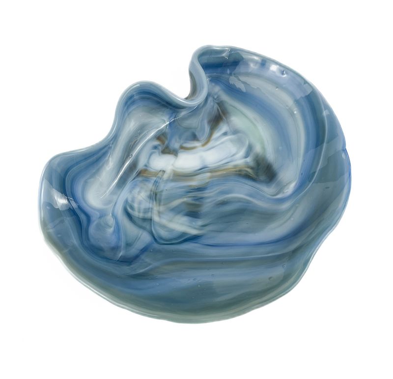 Seafoam Muir Glass blown Dish 8.75" Wide