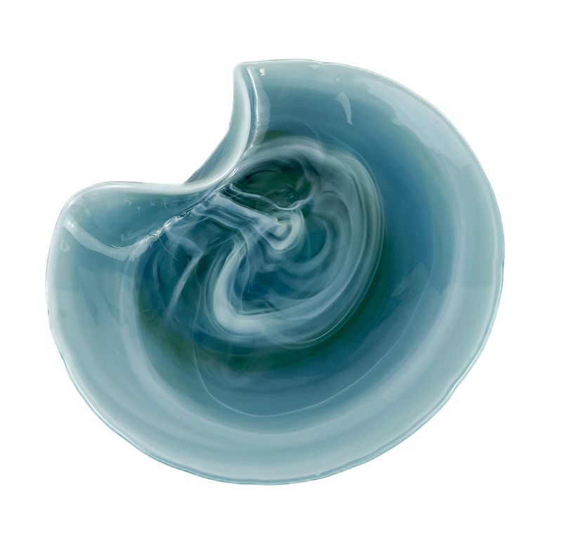 Seafoam Muir Glass blown Dish 8.75" Wide
