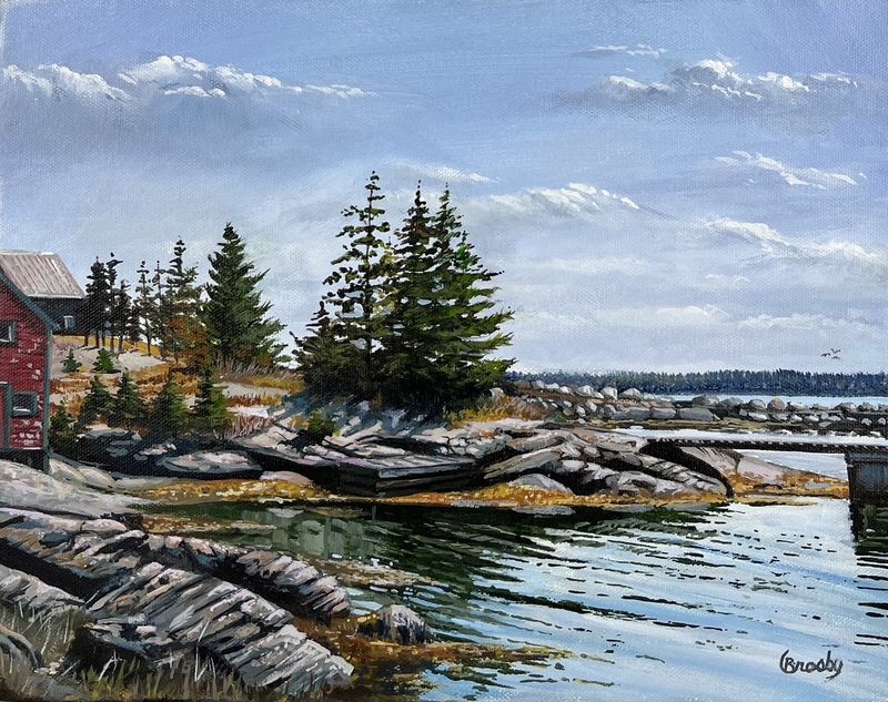 Original Acrylic Painting Landscape of the Bay of Fundy by Robert Crosby 