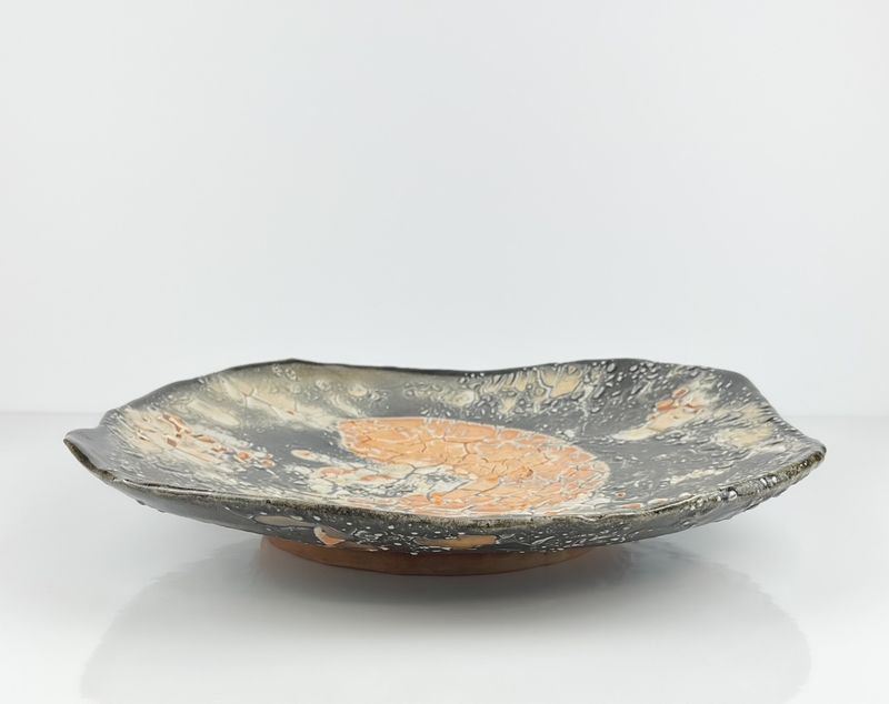 Shino Platter 3: Porcelain Fired Pottery Platter 14.5x2.5"
