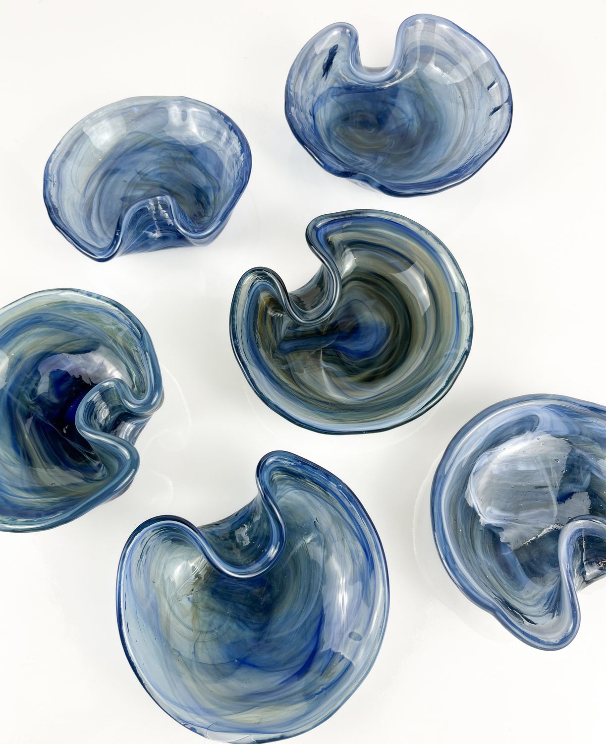 Indigo Muir Glass blown Dish 4" Wide