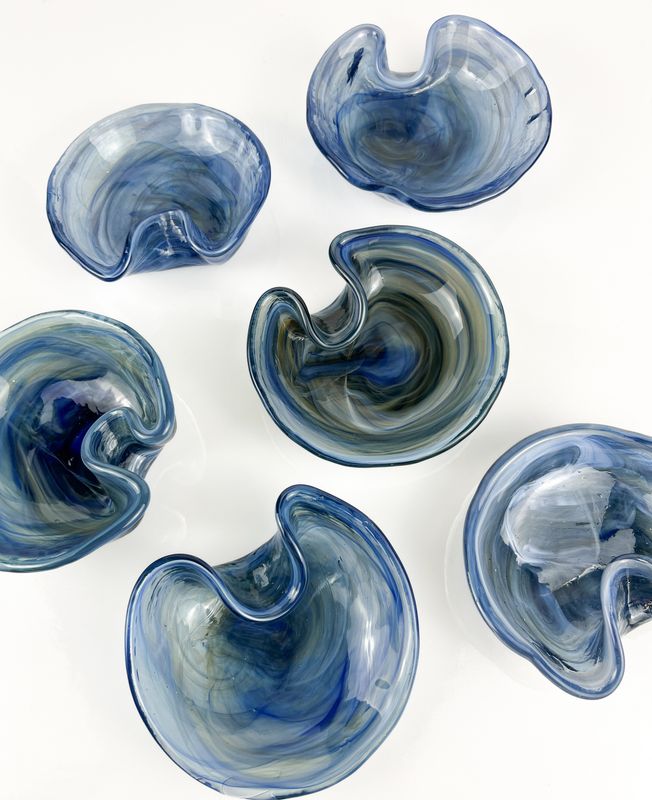 Indigo Muir Glass blown Dish 4" Wide