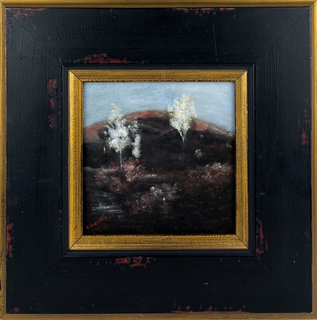 "Cranberry Hill" 6.25x6.25" Oil Framed 13.25x13.25"