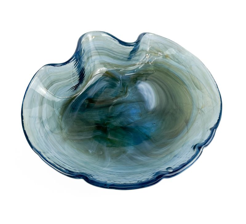 Indigo Muir Glass blown Dish 8.75" Wide