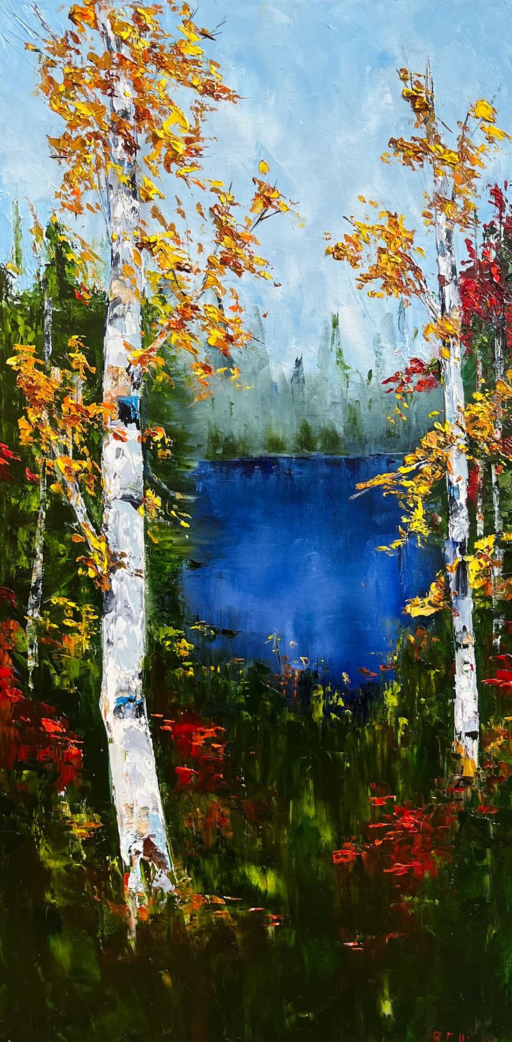 "A Little Magic Under Cerulean Sky" 15x30" Oil Knife Painting