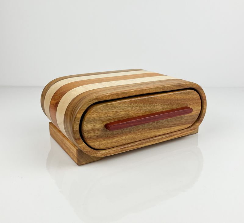 Single Drawer Bandsaw Box: Canary Wood, Roasted Birdseye Maple and Osage Orange