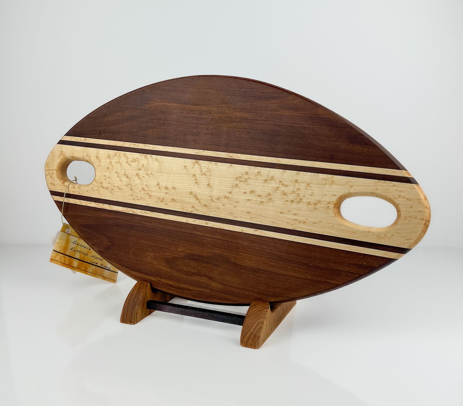 Oval Board with Stand: Birdseye Maple &amp; Roasted Maple
