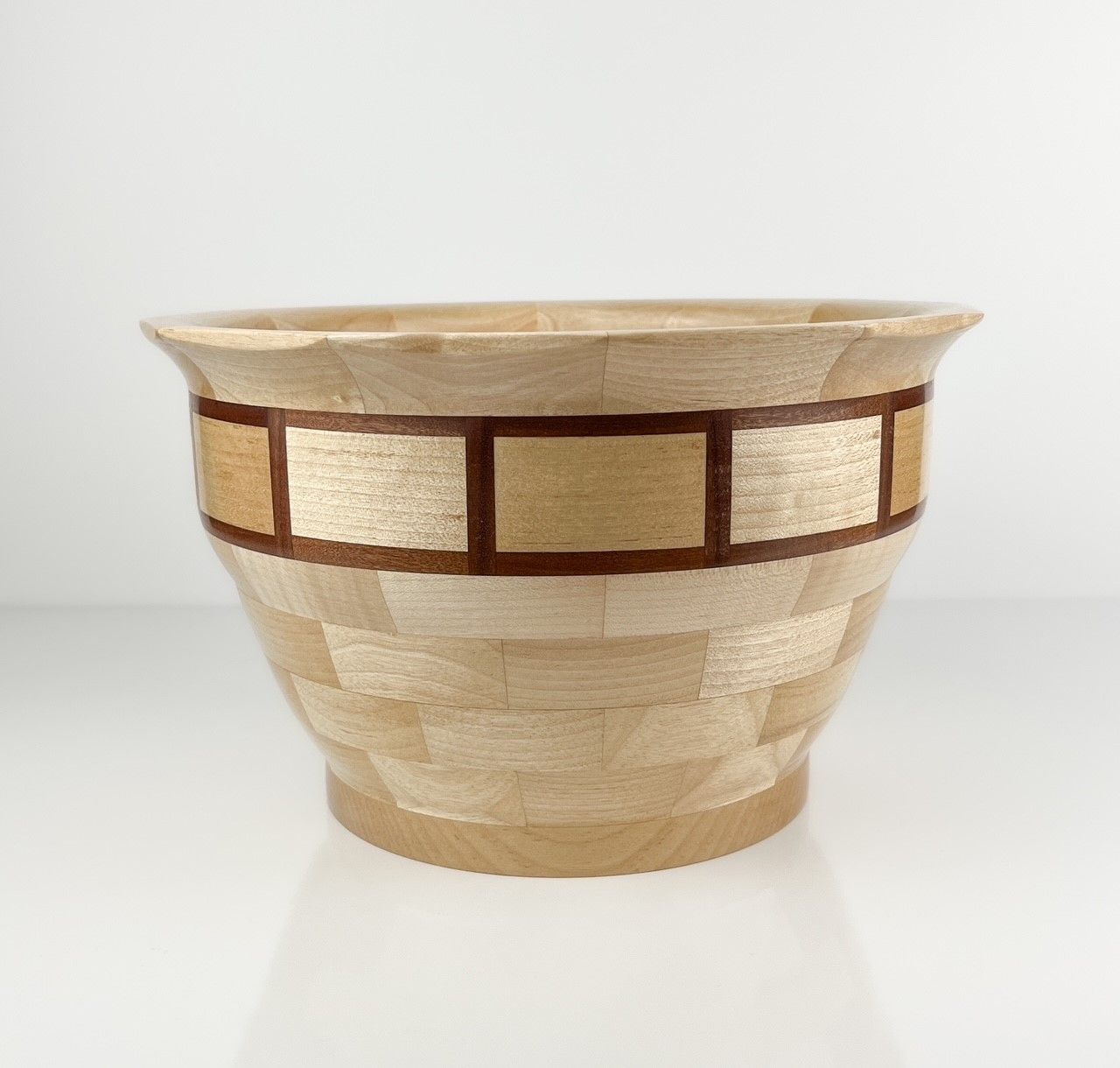 Large Bowl with Walnut Inserts 10.5x6.5"