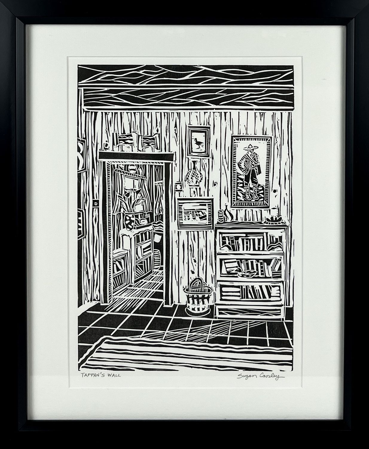 "Tapans Wall" Linocut Cotton Magnani Pescia Paper Framed 14x17.25"