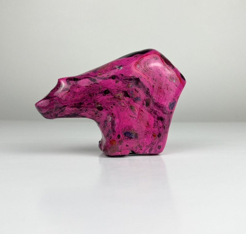 Pink/Red/Orange Small Colorful Bear Sculpture 3.5x3.5"