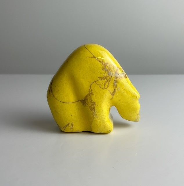 Yellow/Green Small Colorful Bear Sculpture 3.5x3.5"