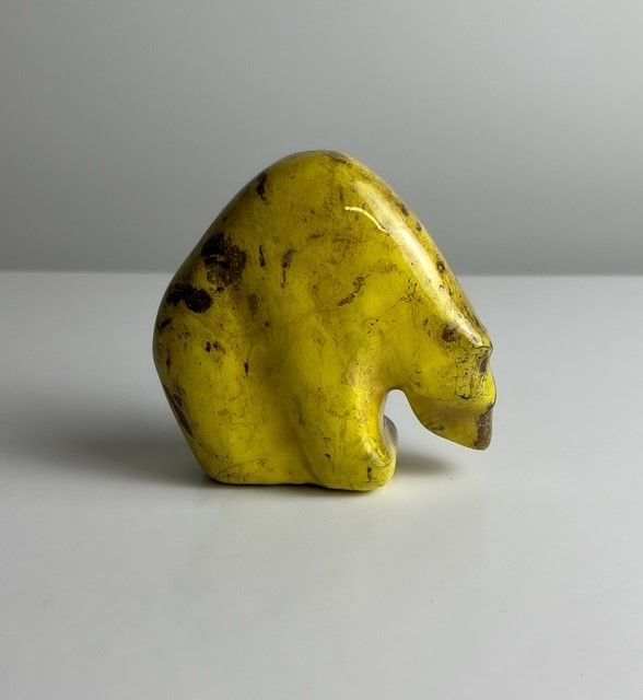 Yellow/Green Small Colorful Bear Sculpture 3.5x3.5"