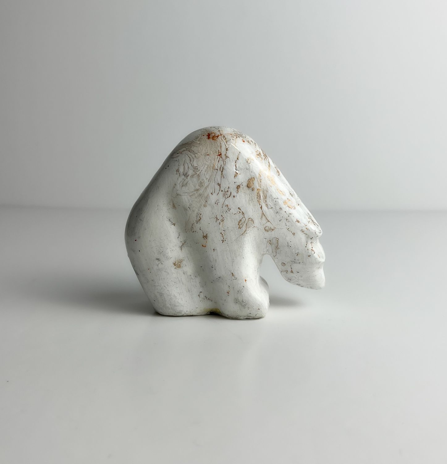 White Small Colorful Bear Sculpture 3.5x3.5"