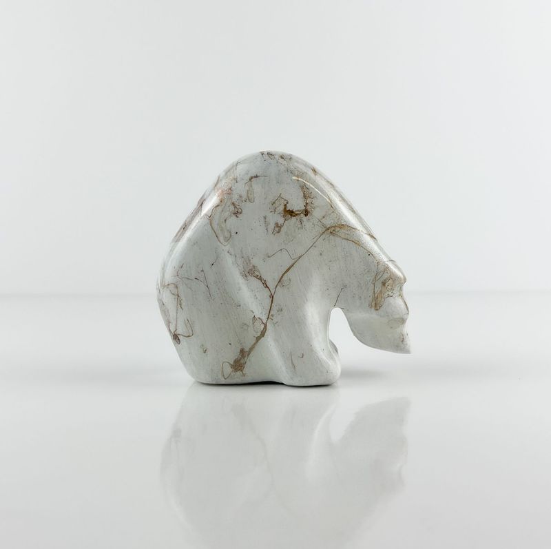 White Small Colorful Bear Sculpture 3.5x3.5"