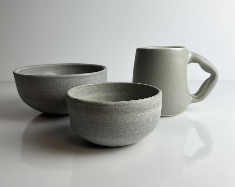 Grey Spring Collection Stoneware by Joanna Pottle Saint John New Brunswick Artist 