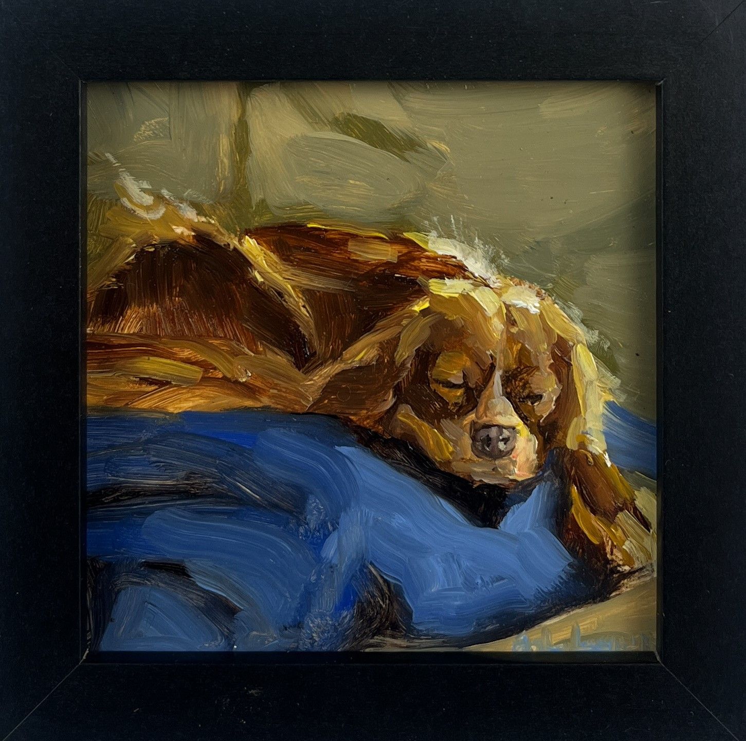 "So Comfy" 4x4" Oil Framed 5x5"