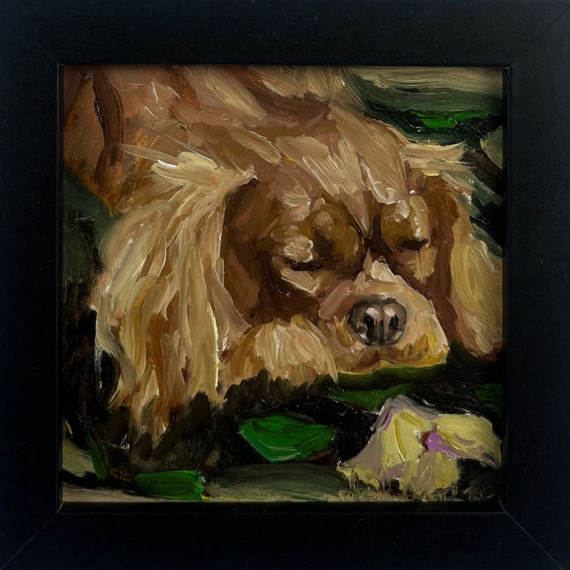 "Dreaming of Summer" 4x4" Oil Framed 5x5"