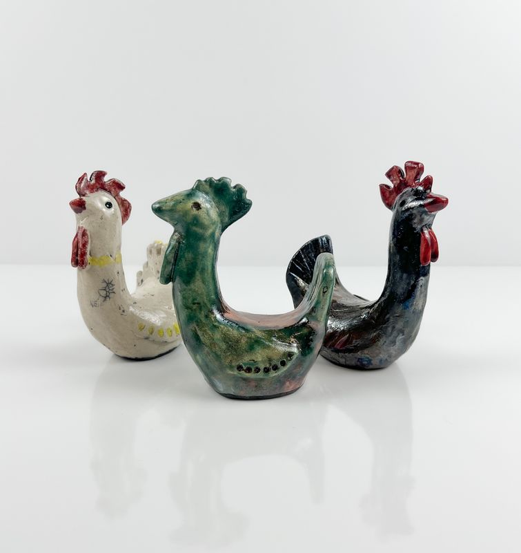 Small Raku Chicken Sculpture