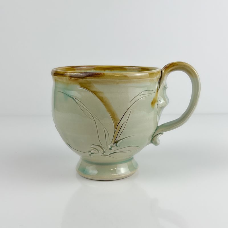 Pale Green/Honey Glaze Pottery Mug