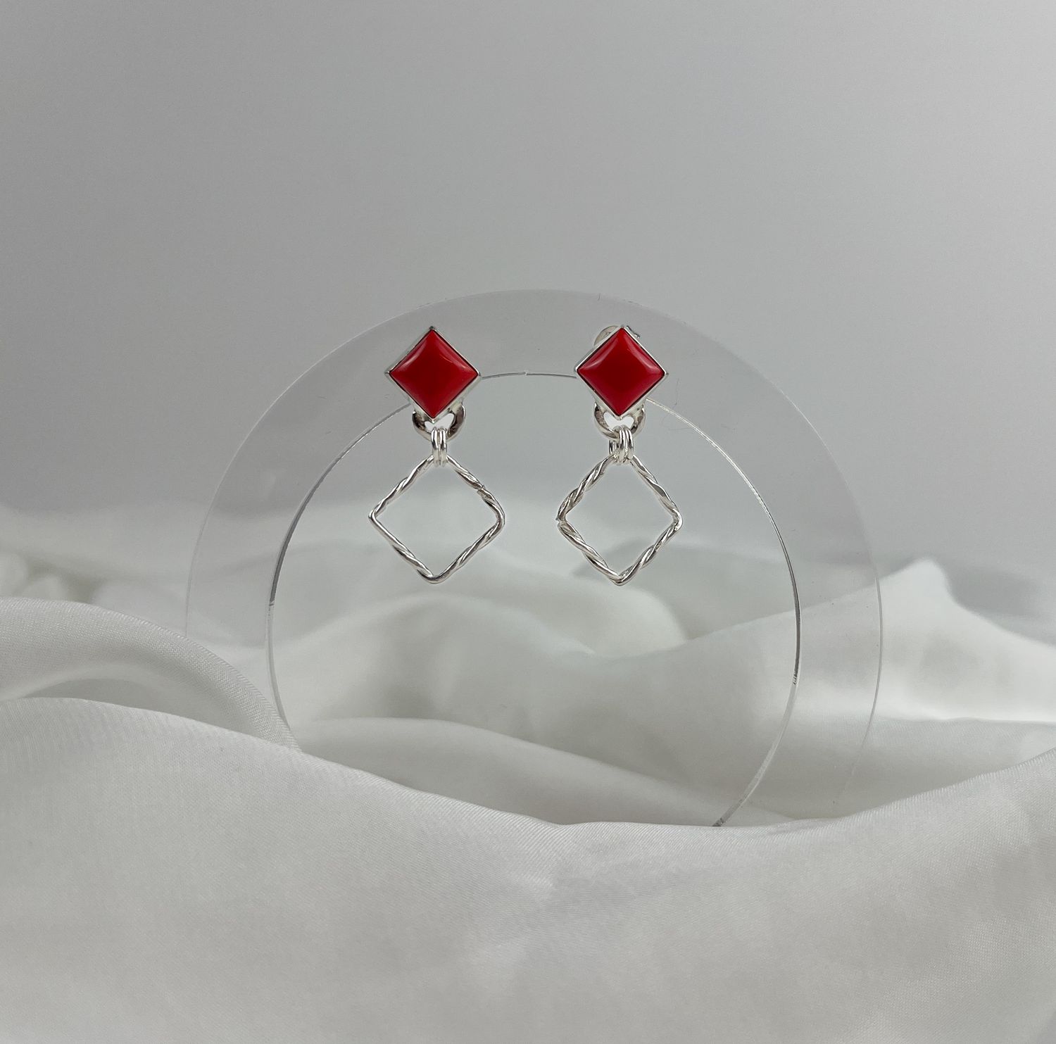 Rosaria Square Stud with Twisted Hoop Earrings