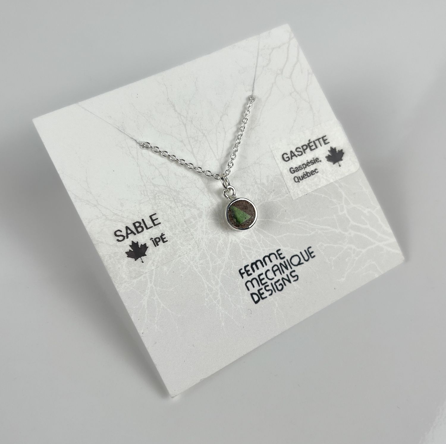 Gaspeite and PEI Sand, Sterling Silver Pendant