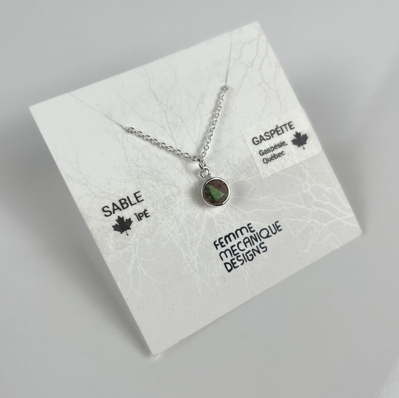 Gaspeite and PEI Sand, Sterling Silver Pendant