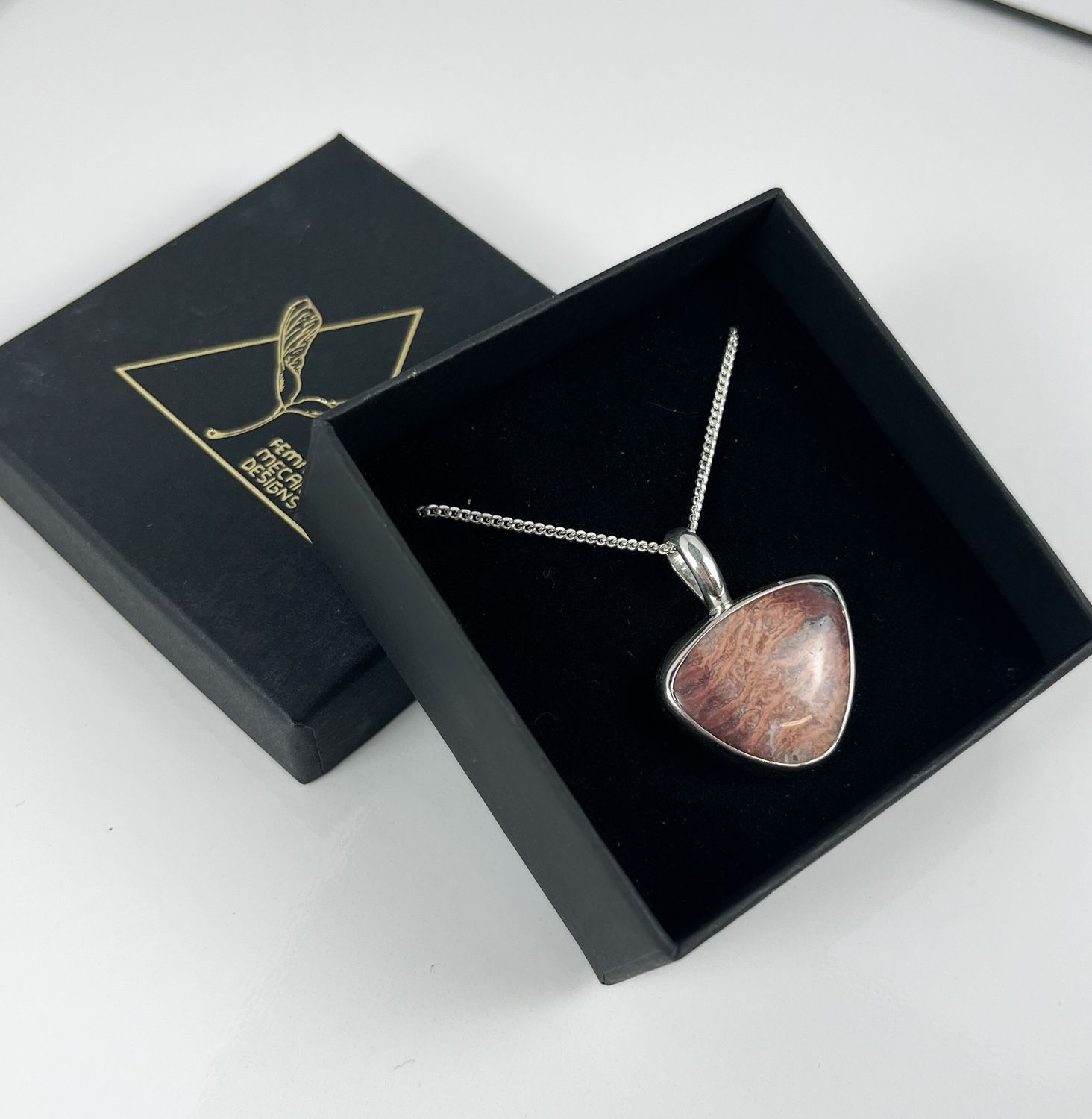 Nova Scotia Fire Agate Mountain Pendant Sterling Silver