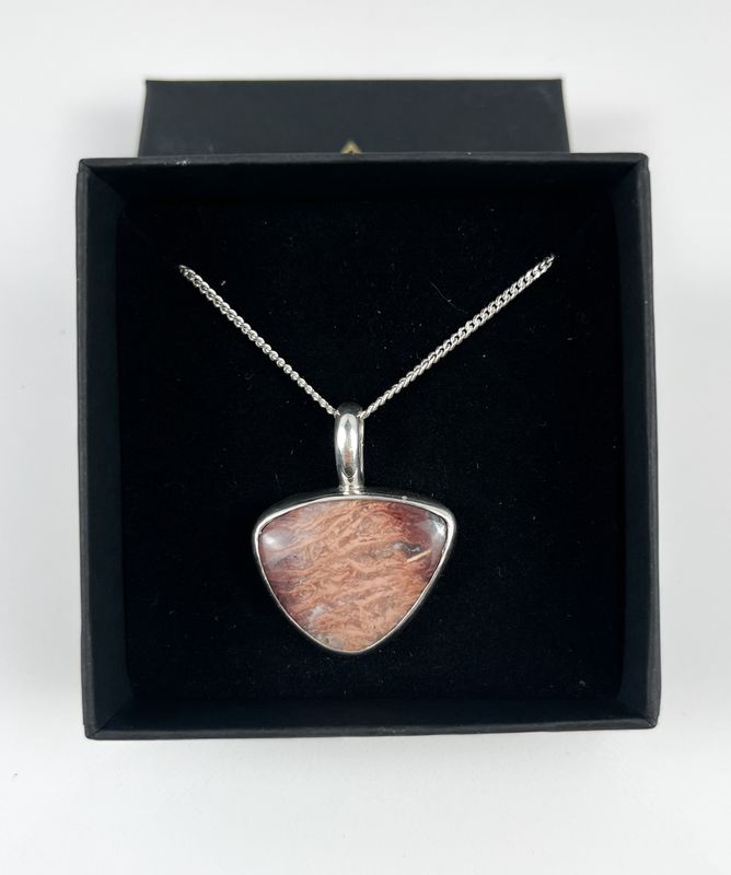Nova Scotia Fire Agate Mountain Pendant Sterling Silver