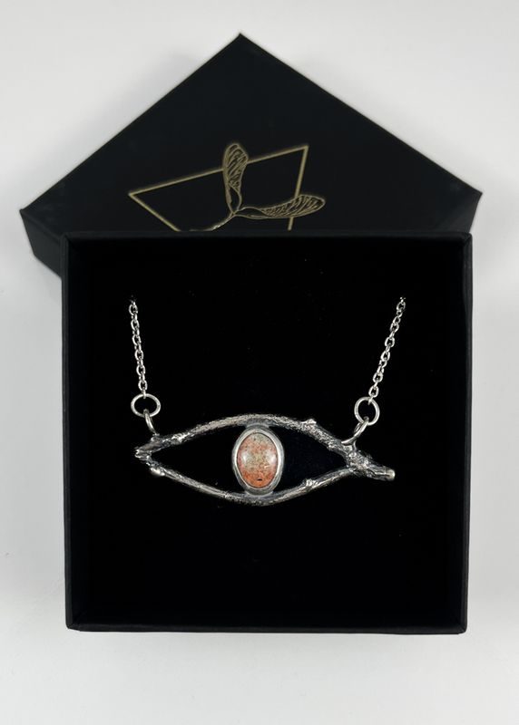 Eye of the Forest Pendant Fine Sterling Silver BC Thulite
