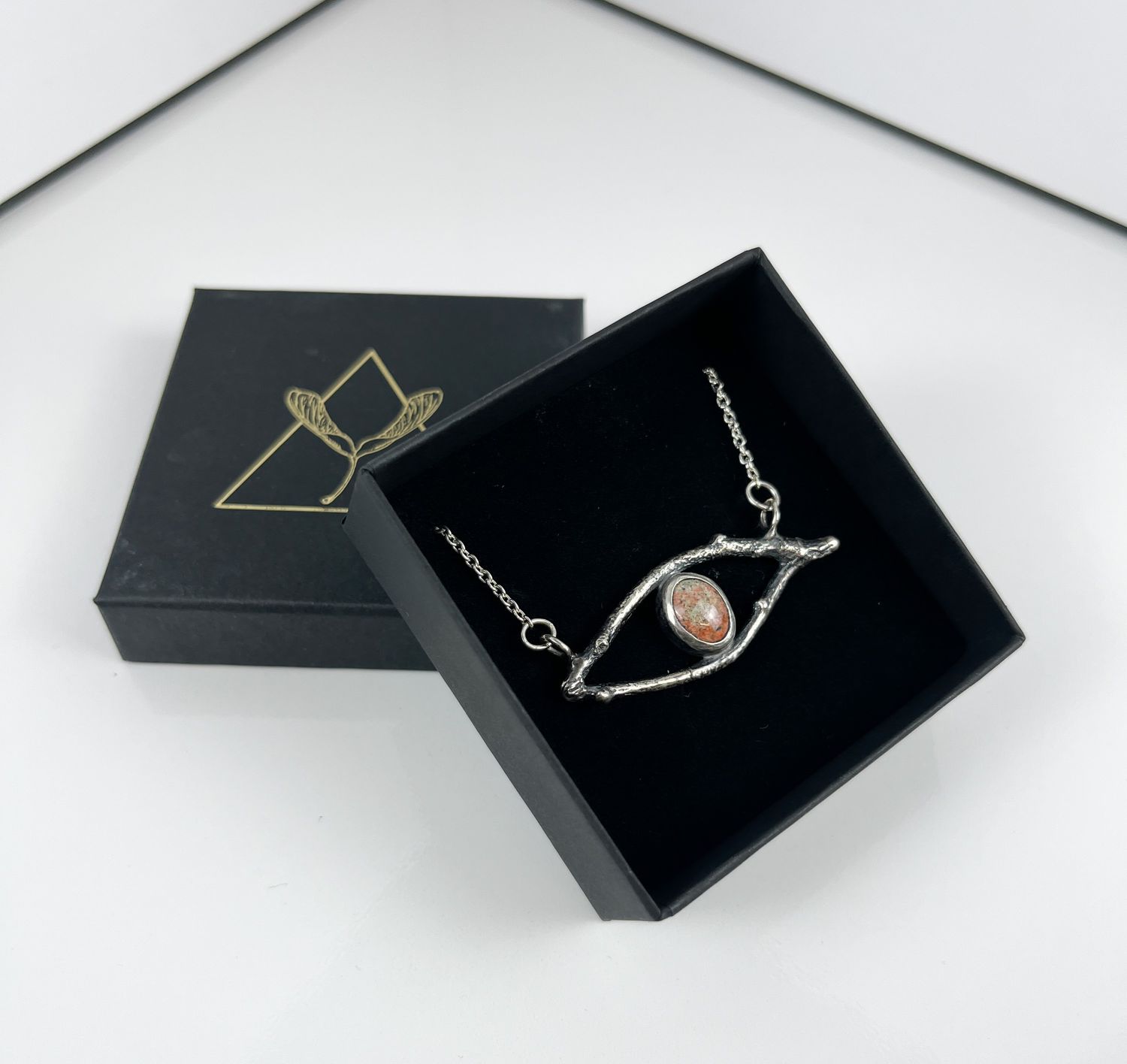 Eye of the Forest Pendant Fine Sterling Silver BC Thulite