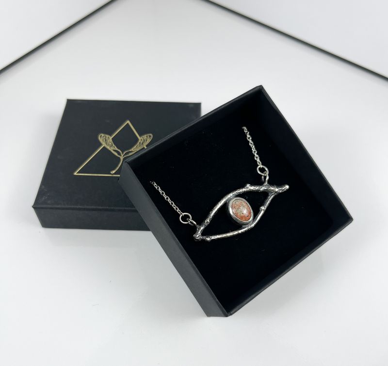 Eye of the Forest Pendant Fine Sterling Silver BC Thulite