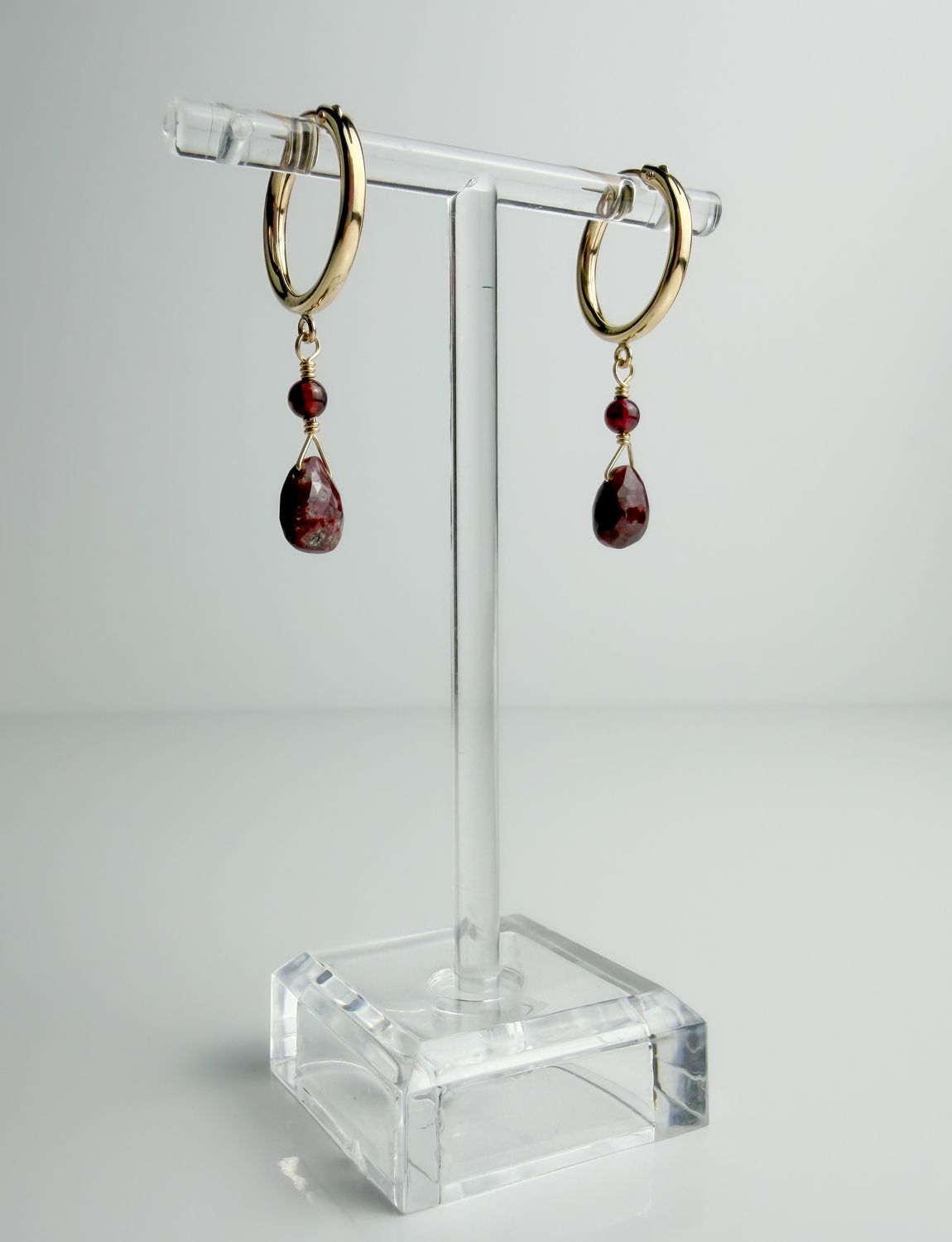 Gold Filled Thulite & Garnet Earrings