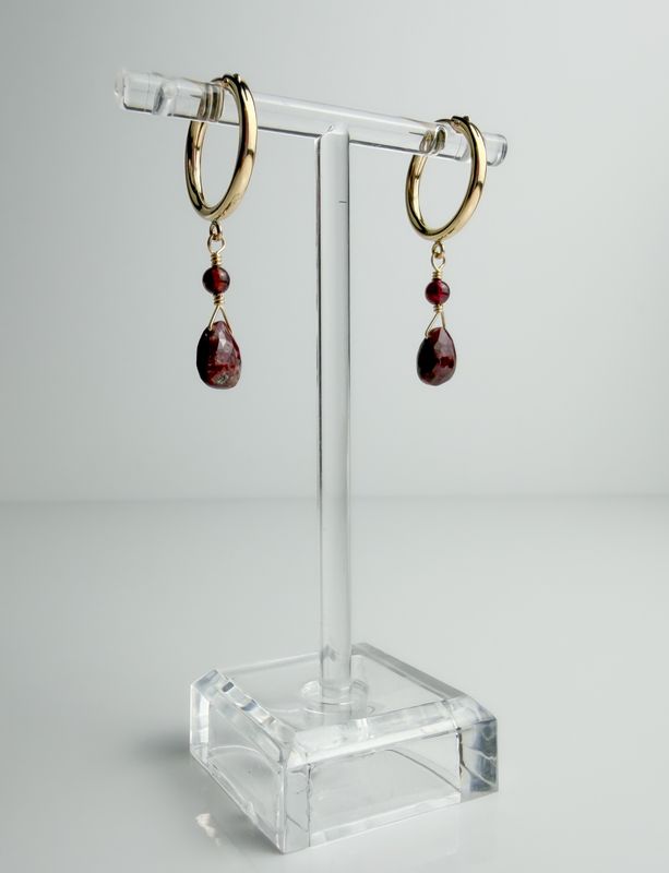 Gold Filled Thulite & Garnet Earrings
