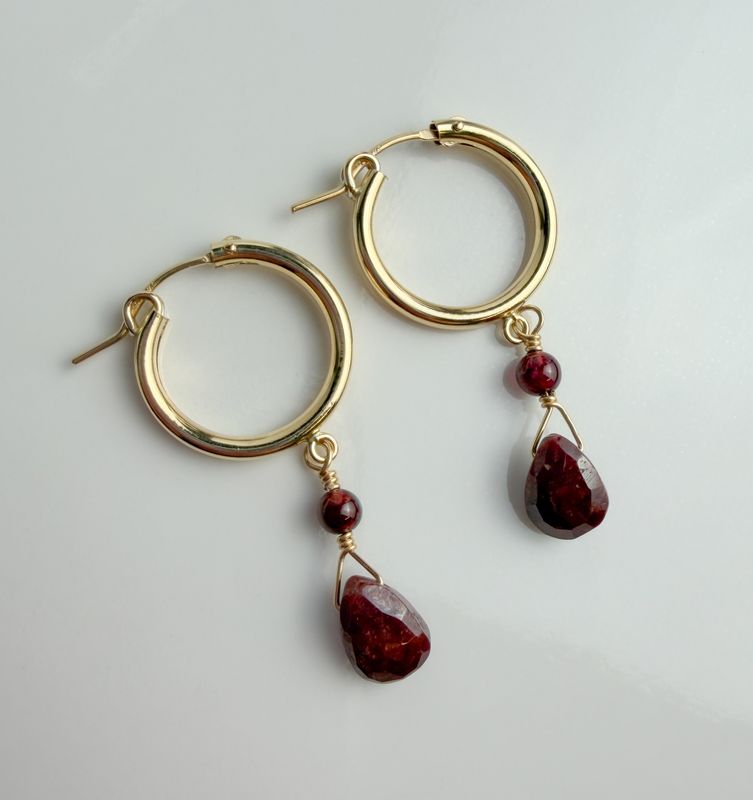 Gold Filled Thulite &amp; Garnet Earrings