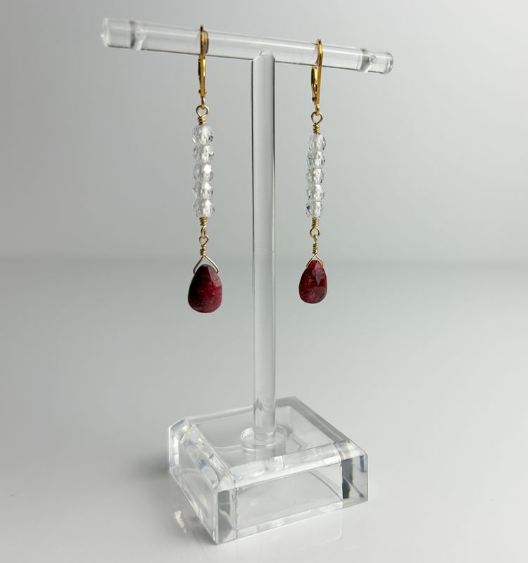 Gold Filled Thulite &amp; Crystal Earrings