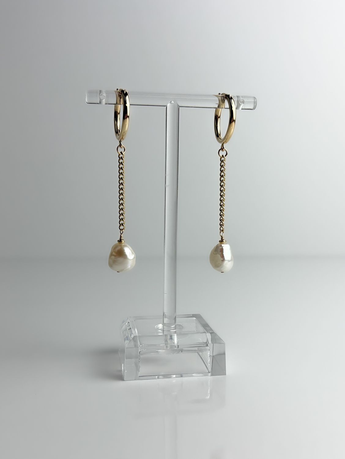 Gold Filled Pearl Dangle Earrings