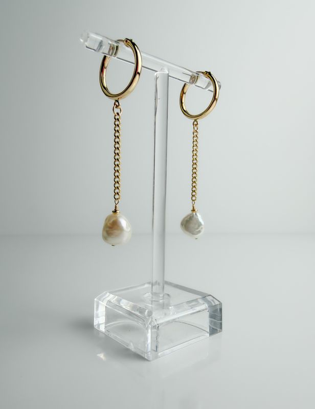 Gold Filled Pearl Dangle Earrings