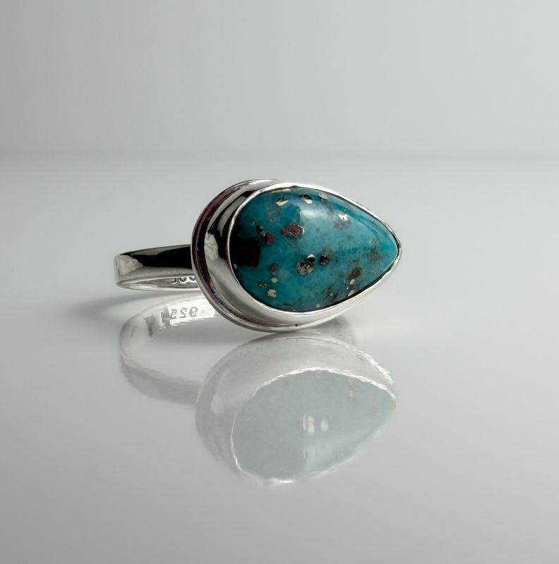 SS Turquoise Ring Size 7.5