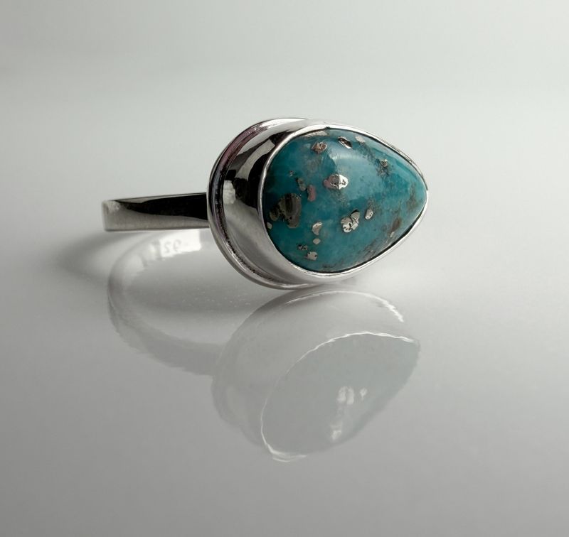 SS Turquoise Ring Size 7.5