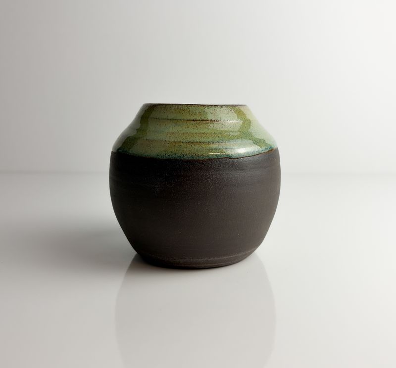 Orb Pottery Vase Aqua Glaze on Black Clay