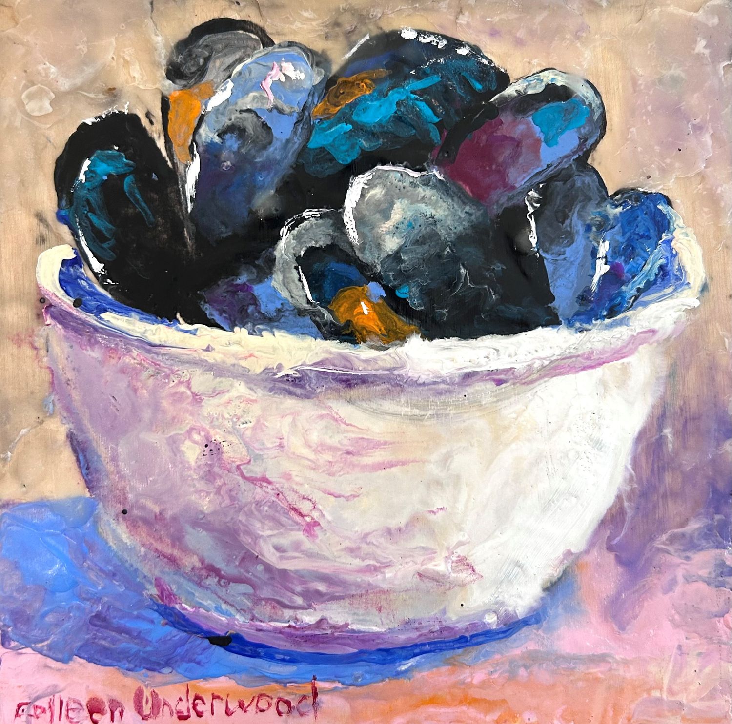 "All Steamed Up" 6x6" Encaustic