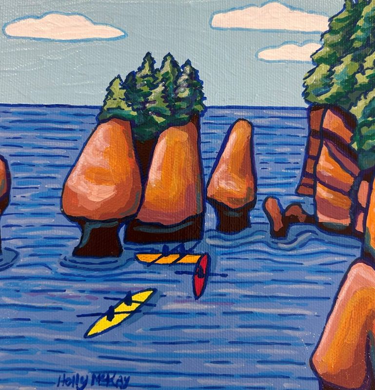 "Kayaking Hopewell Rocks" 6x6" Acrylic on Canvas