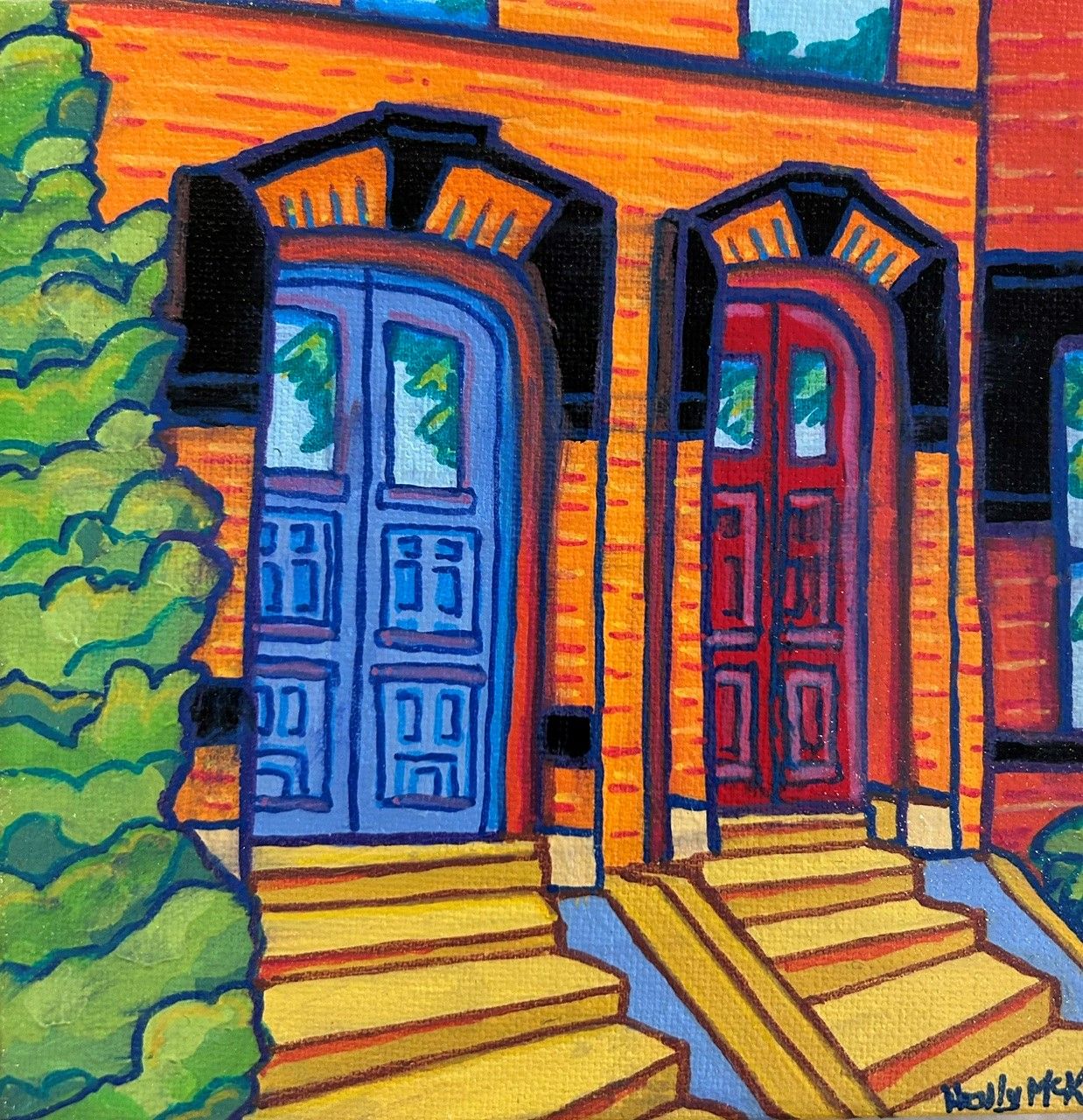 "Germain Street Doors" 6x6" Acrylic on Canvas