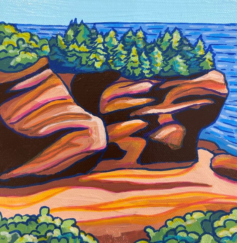 "Caves at St Martins" 6x6" Acrylic on Canvas