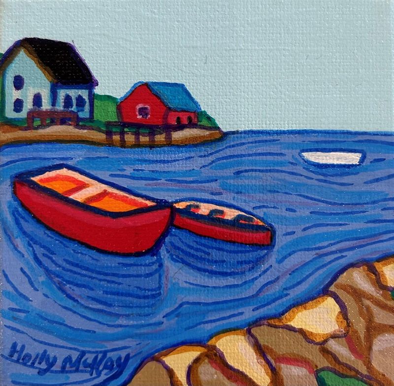 "Peggy's Cove" 4x4" Acrylic on Canvas