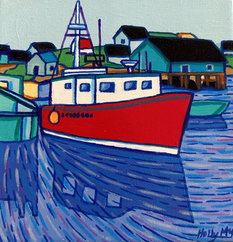 "Home From Fishing" 6x6" Acrylic on Canvas