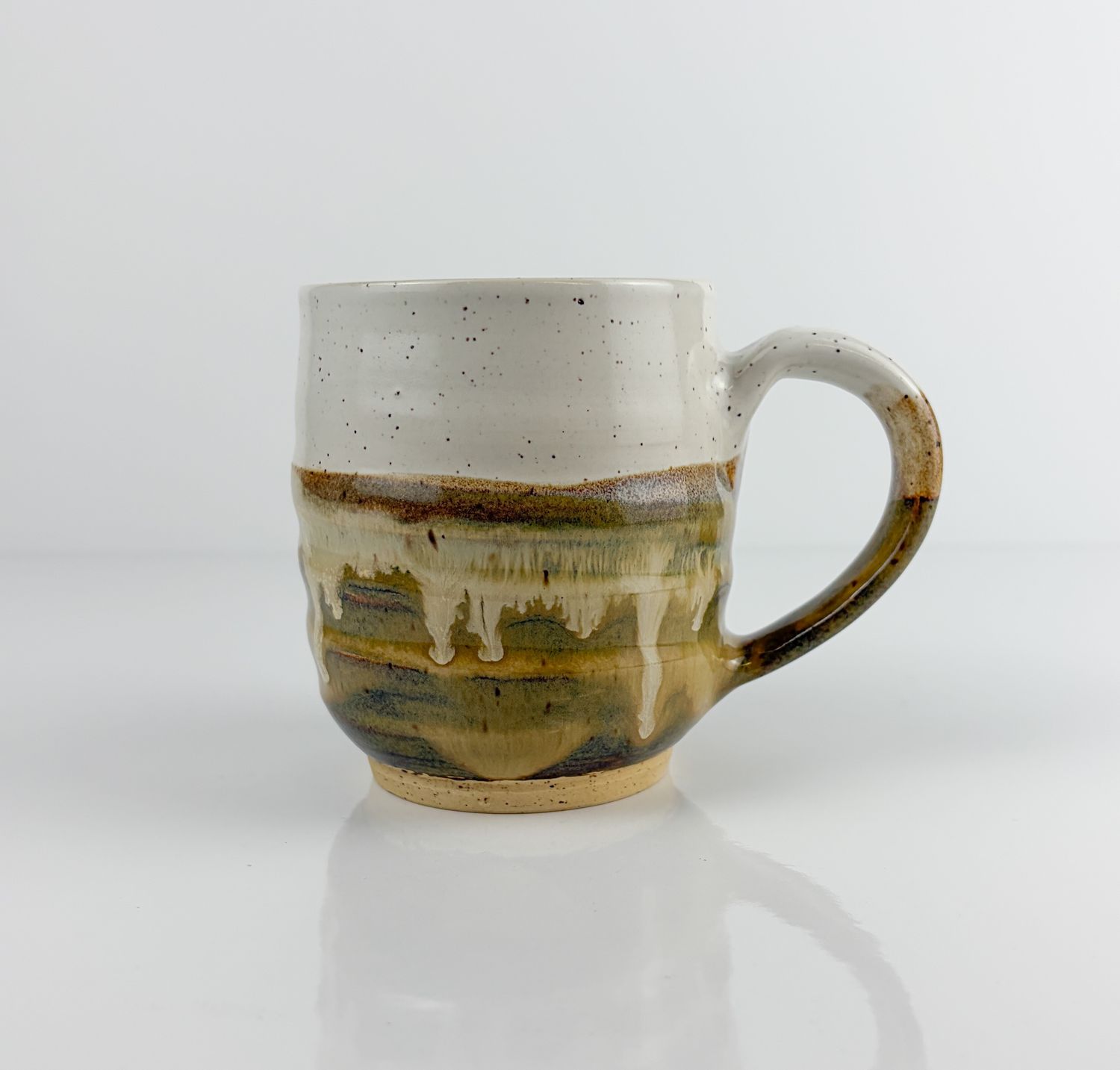White Speckled Earthy Glaze  Pottery Mug By Halifax Artist Laura Rae Studio 