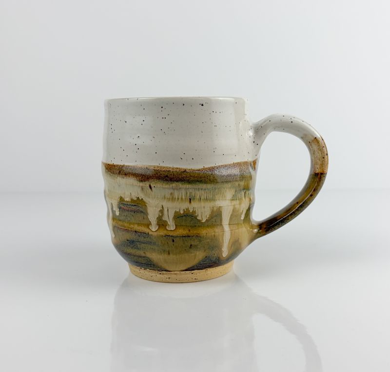 White Speckled Earthy Glaze  Pottery Mug By Halifax Artist Laura Rae Studio 
